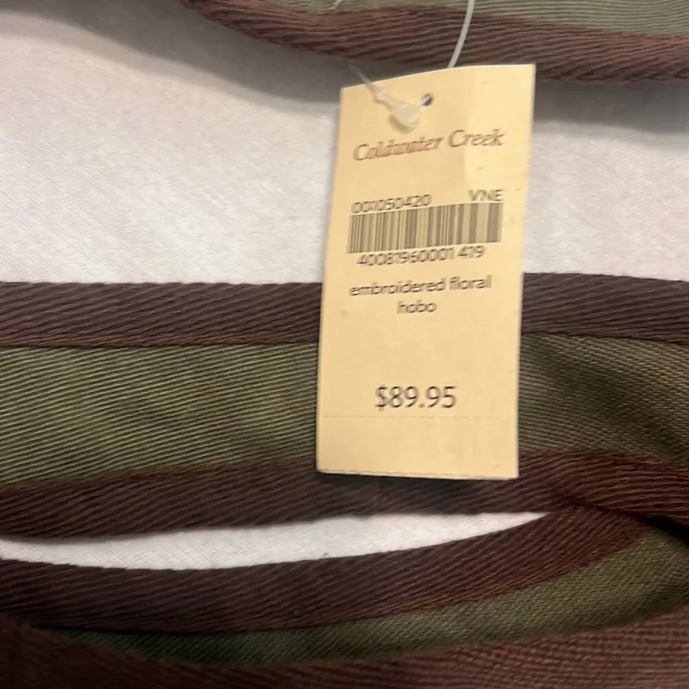 New with tags Coldwater Creek embroidered hobo bag.